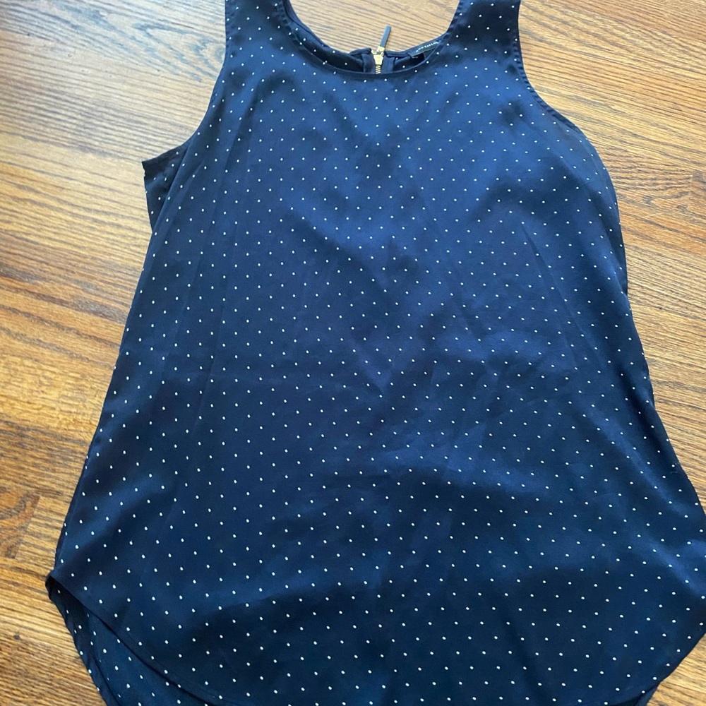 Anne Taylor navy blue polka dot tank NWOT